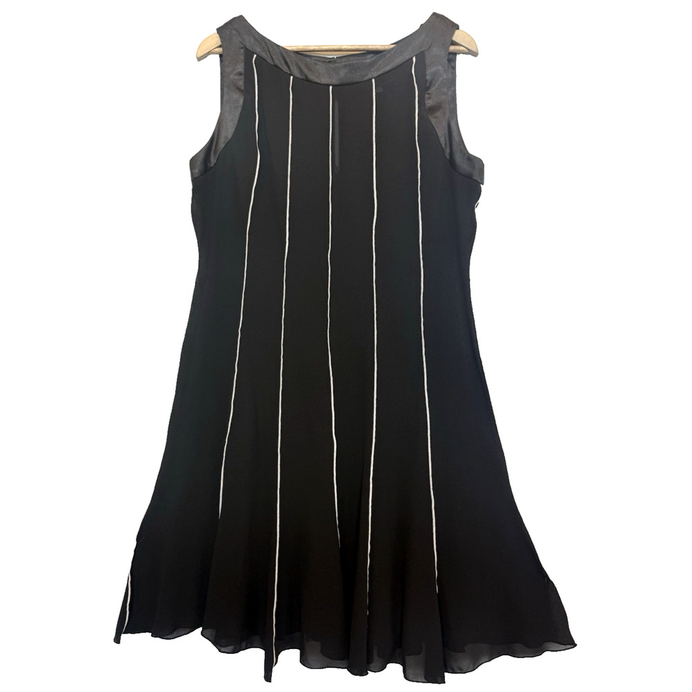 Vintage Studio I Sheer Striped‎ Satin A Line Dress Size 14 Formal Evening Party